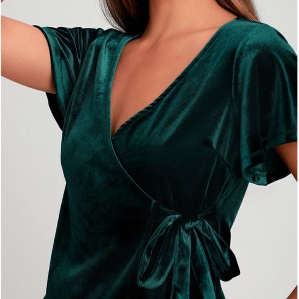 Lulus Forest Green Velvet Top - Picture 4 of 4